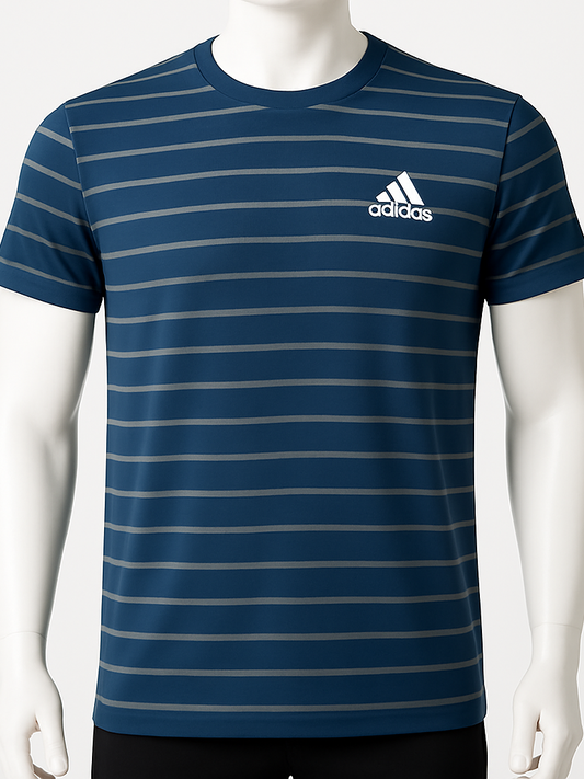 Boy's Striped Performance T-Shirt – Navy Blue